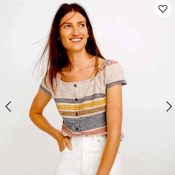 Madewell Button-Front Striped Top - Picture 2 of 6